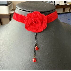 Stella & Dot Choker Necklace Flower Rose Gothic Gold Tone 12+3 inches